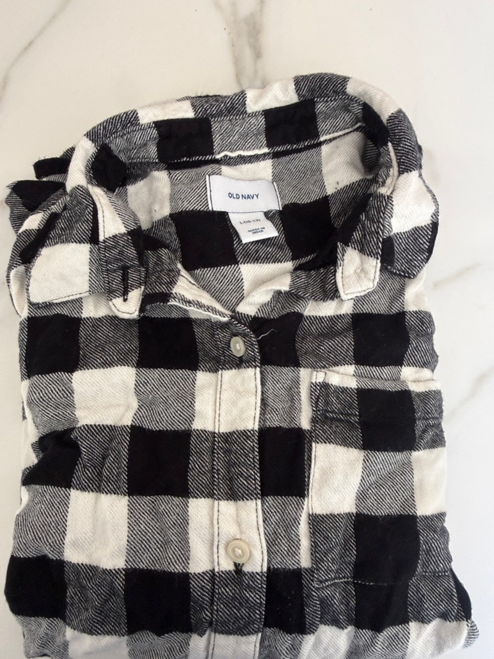 Old Navy Black and White Plaid Flannel Shirt